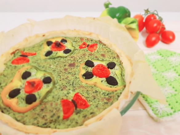 Crostata rustica con bietoline, piselli, fiori di peperoni e voli di farfalle  Contest Primavera
