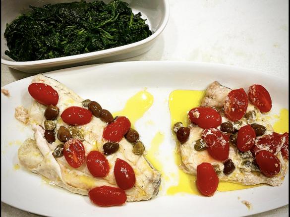 Pesce Spada e/o Spigola sottovuoto con pomodorini e aromi