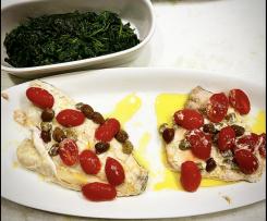 Pesce Spada e/o Spigola sottovuoto con pomodorini e aromi