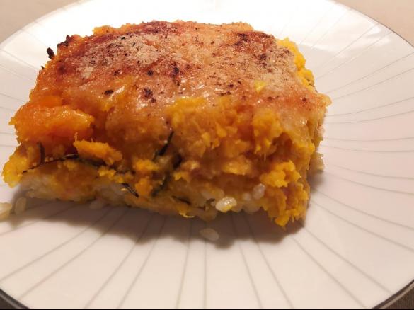 Timballo di riso, zucca e provolone dolce