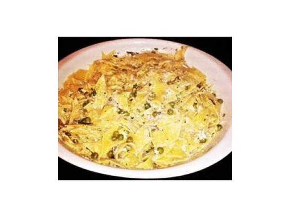 Maltagliati ricottati salmone e bisi