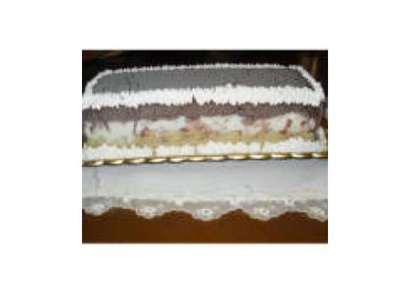 Tronchetto di gelato , senza uovo . Al cioccolato, ricotta e pistacchio