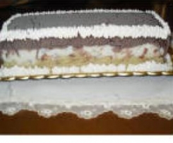 Tronchetto di gelato , senza uovo . Al cioccolato, ricotta e pistacchio