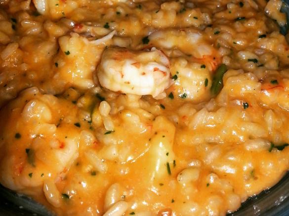 RISO CON GAMBERI E FIORI DI ZUCCA