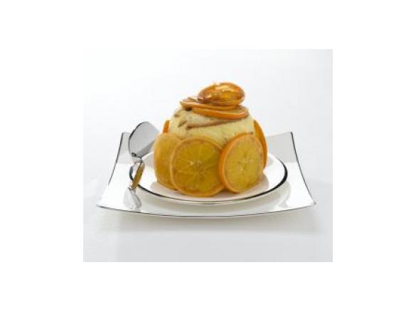 Charlotte di panettone con arance caramellate