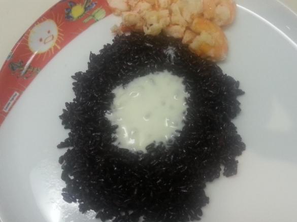 Riso Venere con Gamberi e salsa al Gorgonzola