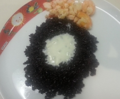 Riso Venere con Gamberi e salsa al Gorgonzola