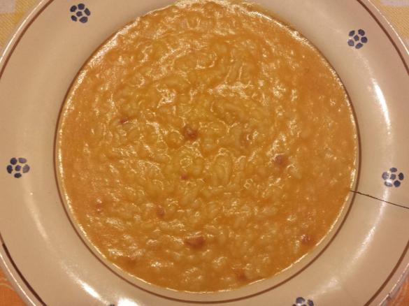 risotto con crema di zucca e pancetta affumicata 