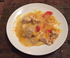 Bocconcini di pollo ai peperoni con patate