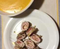 Involtini di pollo con nocciole e vellutata di carote