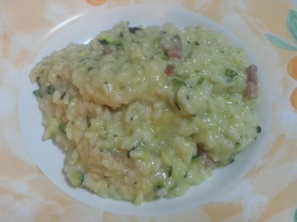 Risotto speck zucchine e gorgonzola