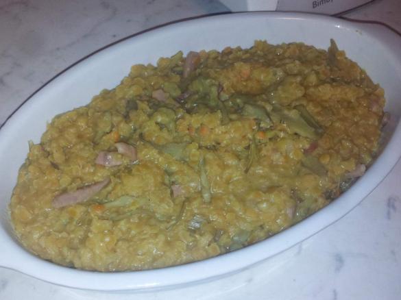"Lenticchiotto" allo speck e carciofi