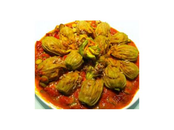 Fiori di zucchine ripieni su letto di peperoni (Team Sanfilippo) div. 25 Etnea