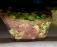 Tortini di frittata di piselli e pancetta al forno
