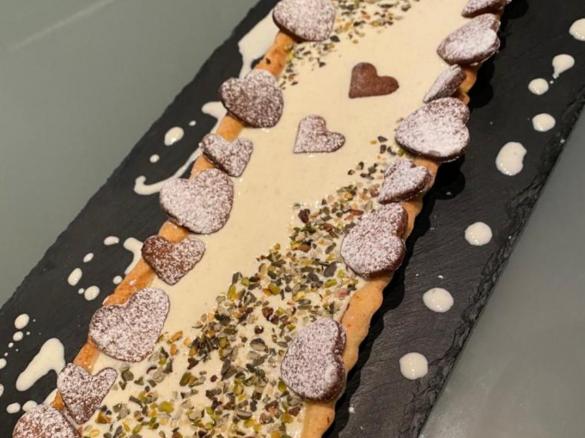 Crostata con panna cotta al pistacchio