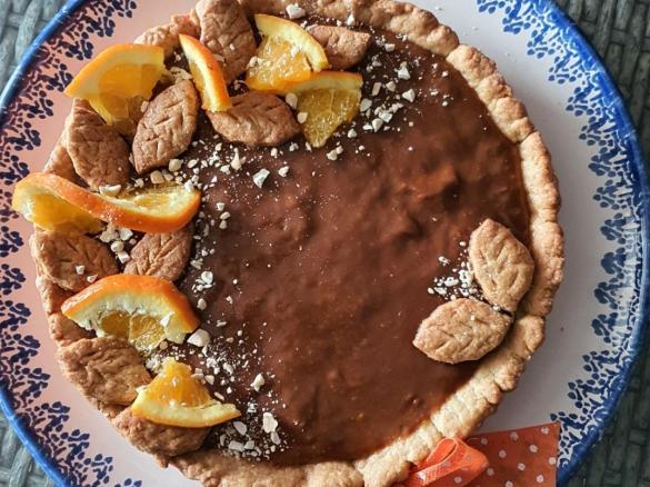 Crostata con crema vegana all&#039;arancia e cioccolato &quot;contest dolci senza burro senza uova&quot;