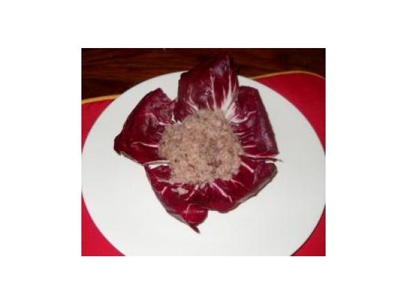 Risotto con trevisano e salamina