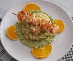 Risotto all'avocado e gamberi