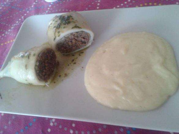 Totano ripieno con purè