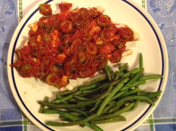 Merluzzo in salsa con capperi e olive