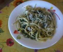 spaghetti spinaci e salsiccia
