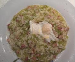 Risotto campagnolo con uova di quaglia in camicia