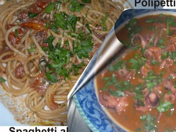 Polipetti affogati e Spaghetti al Profumo di mare
