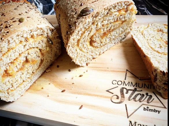 Pane integrale farcito con pesche caramellate  /Contest pesche