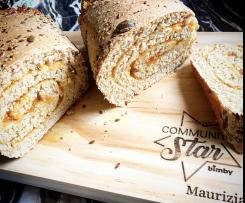 Pane integrale farcito con pesche caramellate  /Contest pesche