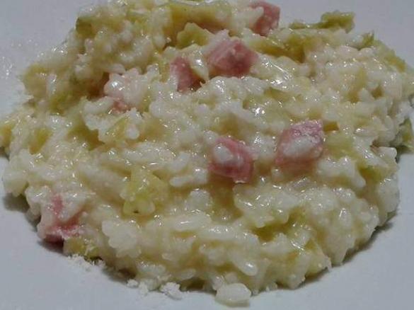 risotto con cavolo verza e prosciutto cotto