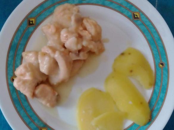 Bocconcini di salmone al vino e patate