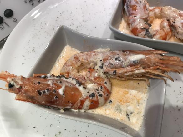 Mazzancolle al timo su crema al tartufo -Contest primi piatti e freddi di pesce-