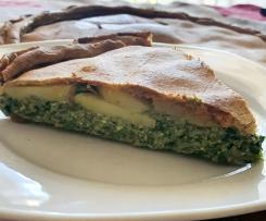 Rustico di brisee multicereali con ricotta spinaci tonno e petali di patate