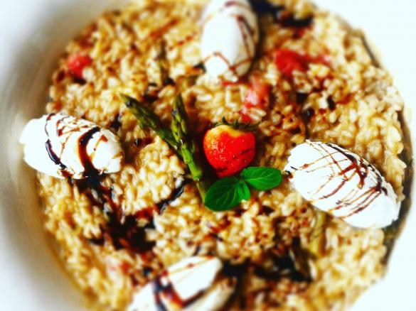 Risotto A(sparagi) FRagOle (DI) e balSamI(A)CO