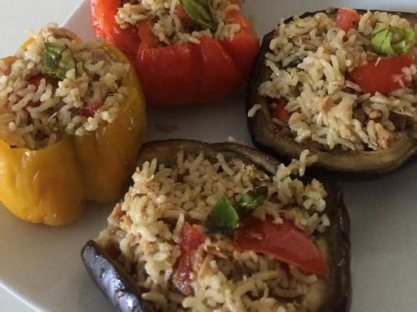 Verdure ripiene di riso basmati pomodori e tonno (leggerissimi)