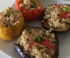 Verdure ripiene di riso basmati pomodori e tonno (leggerissimi)