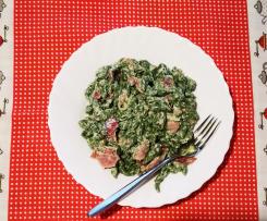 Spatzle agli spinaci con speck e panna