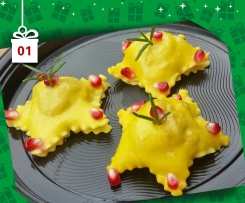 Ravioli con Farina di Farro ripieni di Luganega e castagne - Natale