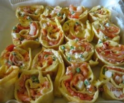 Rose di crespelle al salmone e gamberi