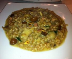 Farro con funghi,pancetta e pinoli