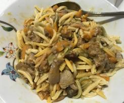 Malloreddus in ragu bianco di zucca salsiccia e funghi
