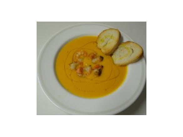 Vellutata di zucca con gamberi