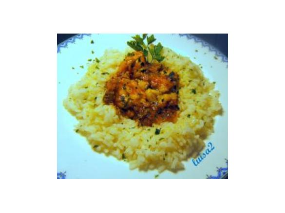 Pescatrice in brodetto e riso pilaf