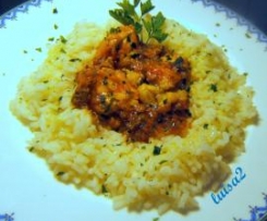 Pescatrice in brodetto e riso pilaf