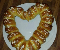 Cuore di San Valentino e girandola di panbrioche alla nutella