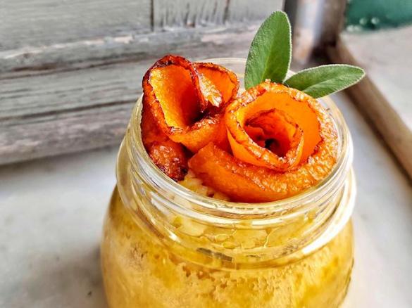 Timballo di riso alla zucca in vasocottura con zucca fritta caramellata (CONTEST TIMBALLI DI RISO)