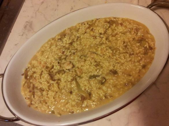 Risotto ai carciofi, gamberetti e curry