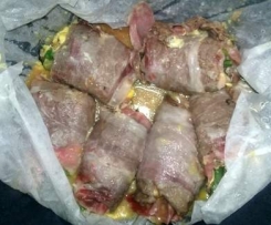 fagottoni  di carpaccio agli asparagi con patate