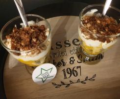 Coppe con pesche, crema al cioccolato bianco e biscottini  semintegrali al cioccolato  - CONTEST PESCHE
