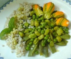 Fiori di zucca e verdure al vapore